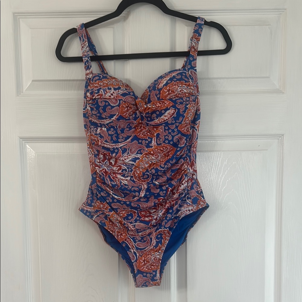 Paisley Blue and Orange One-Piece Swimsuit